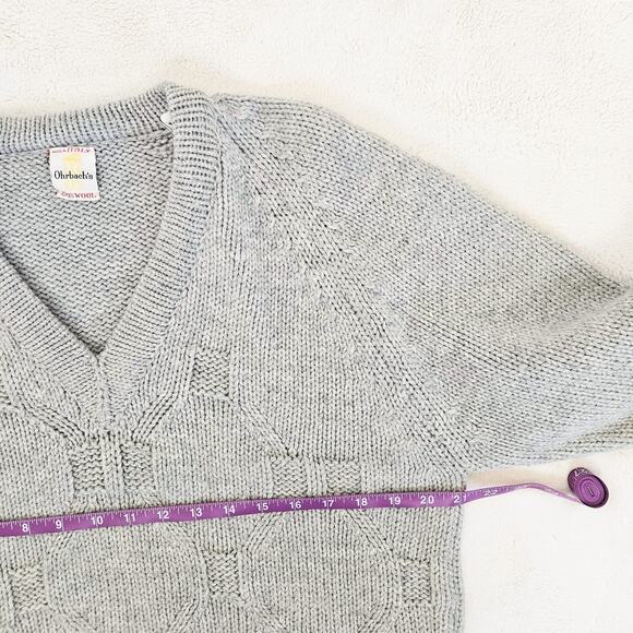 VTG 100% Wool Cable Knit V-neck Sweater Preppy Academia Made in Italy Size M - Picture 6 of 8